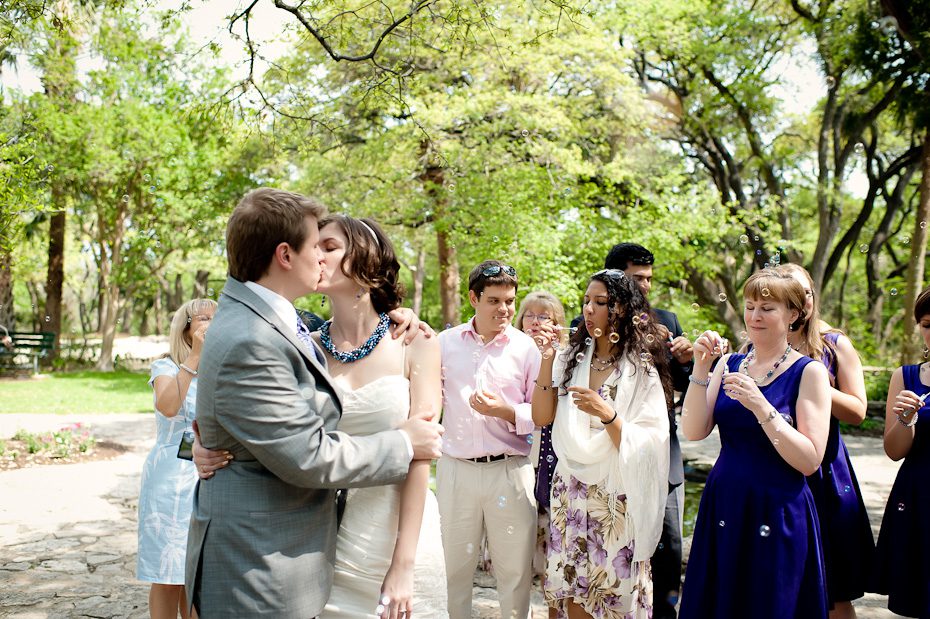 wedding reception send off with bubbles